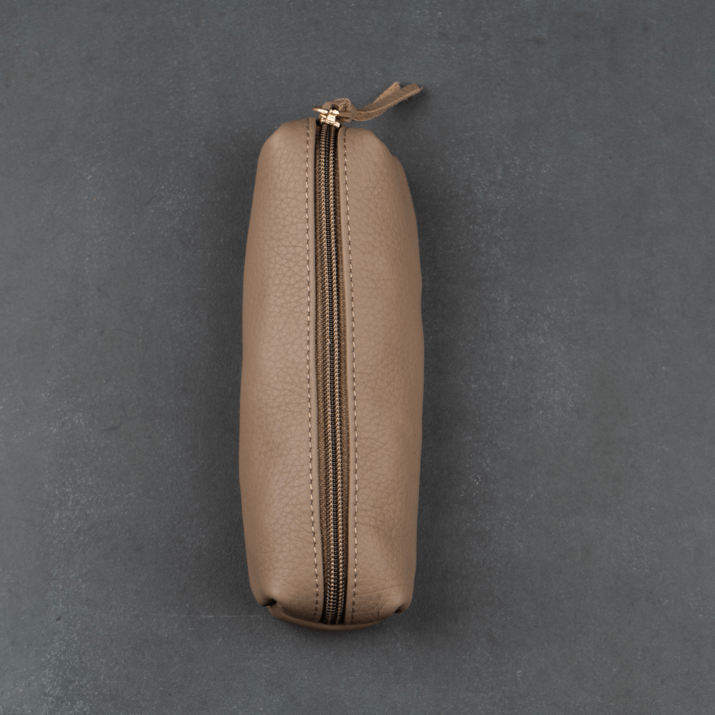 Aurora cream leather makeup bag interior detail
