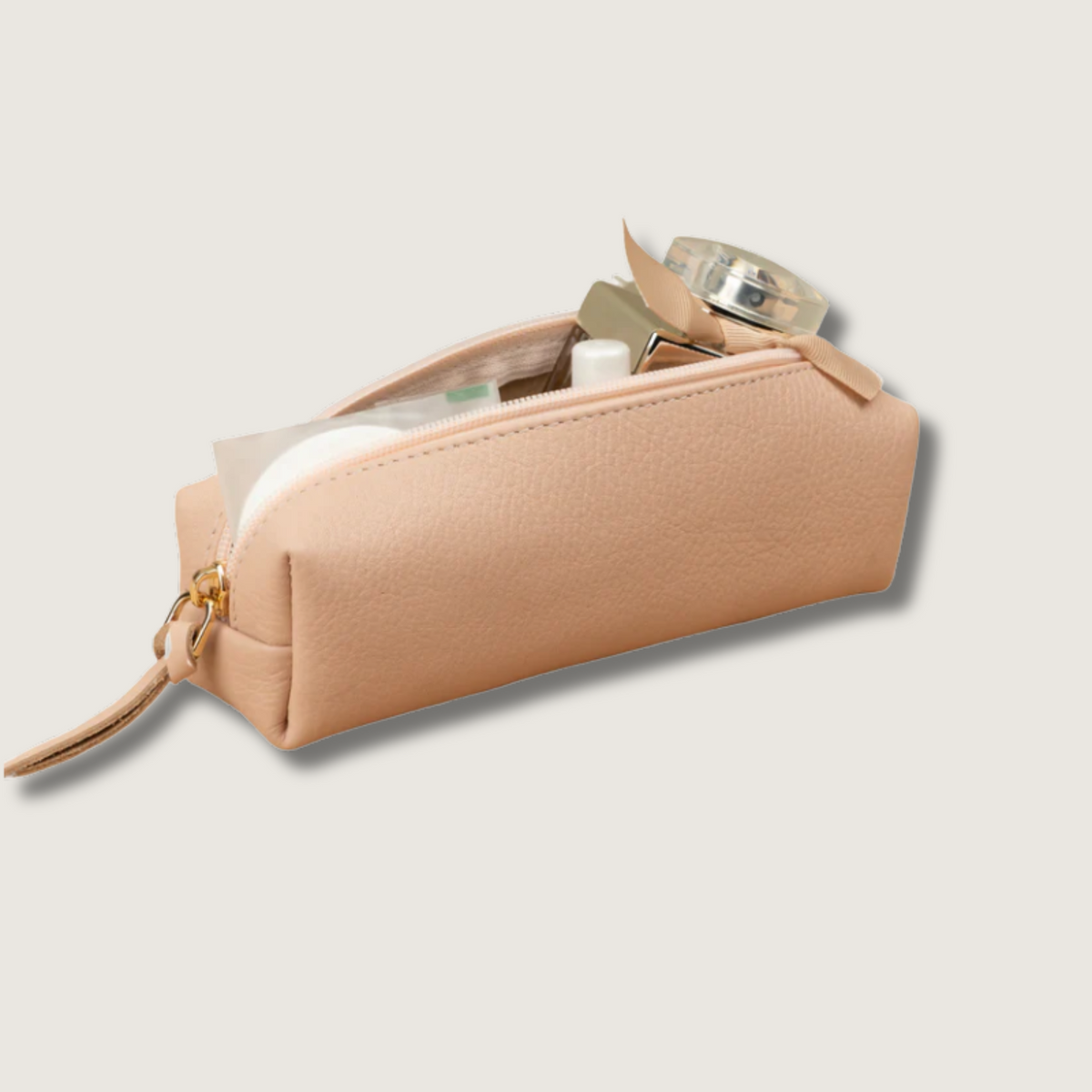 Aurora dusty rose leather makeup bag product view