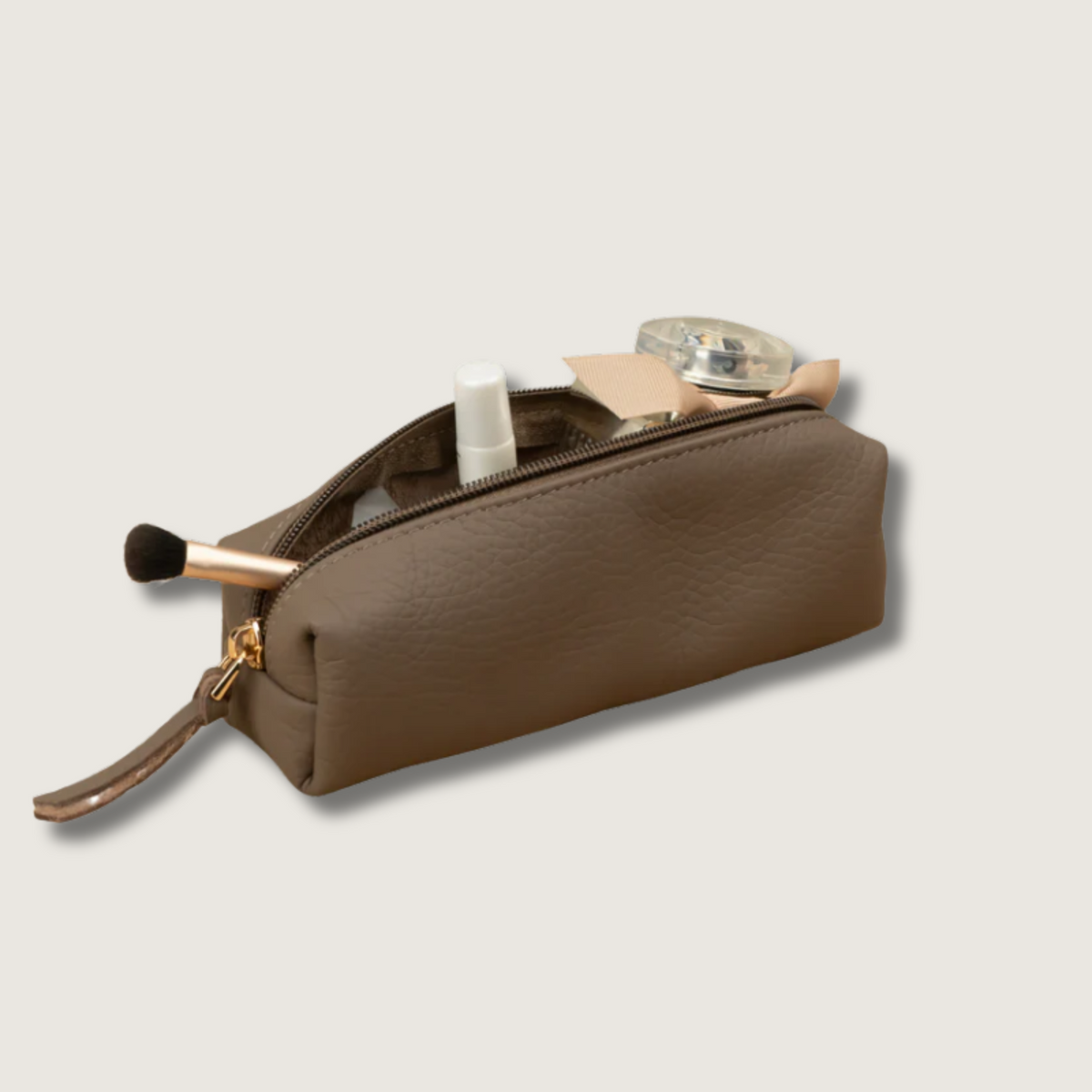 Aurora cream leather makeup bag product view