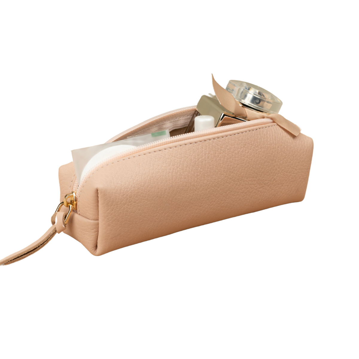 Aurora dusty rose leather makeup bag product detail