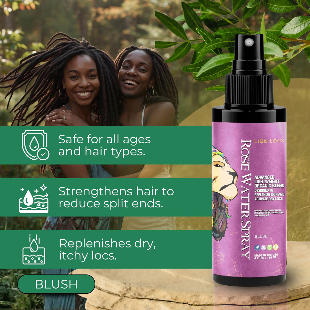 LionLocs Rose Water Spray — Blush