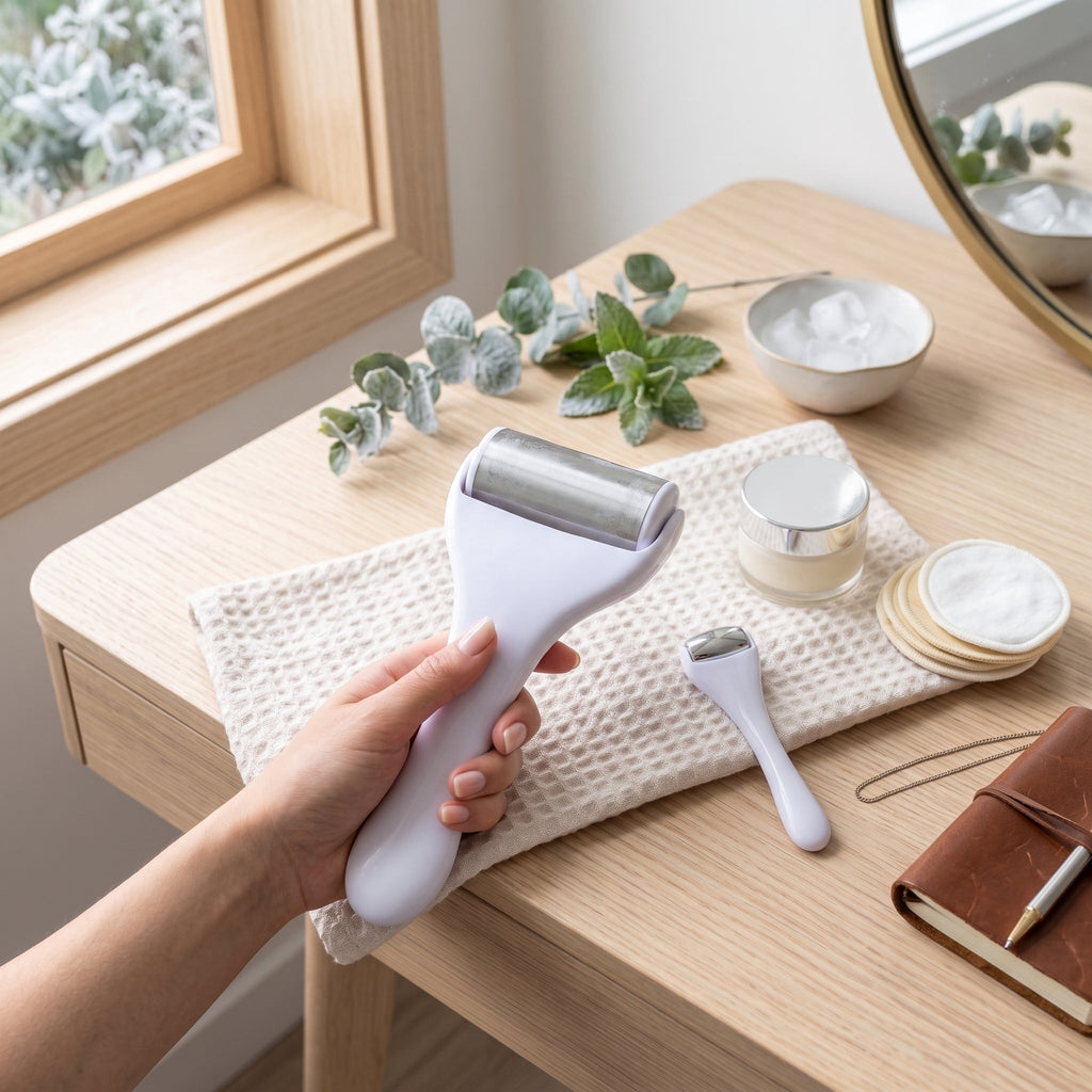 Cooling skincare roller set with face and body rollers