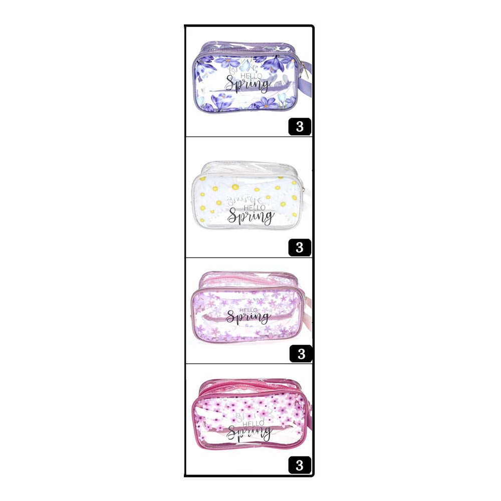 12-Pack Floral Clear Cosmetic Pouches