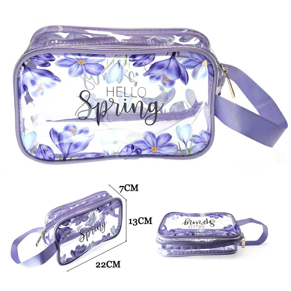 12-Pack Floral Clear Cosmetic Pouches