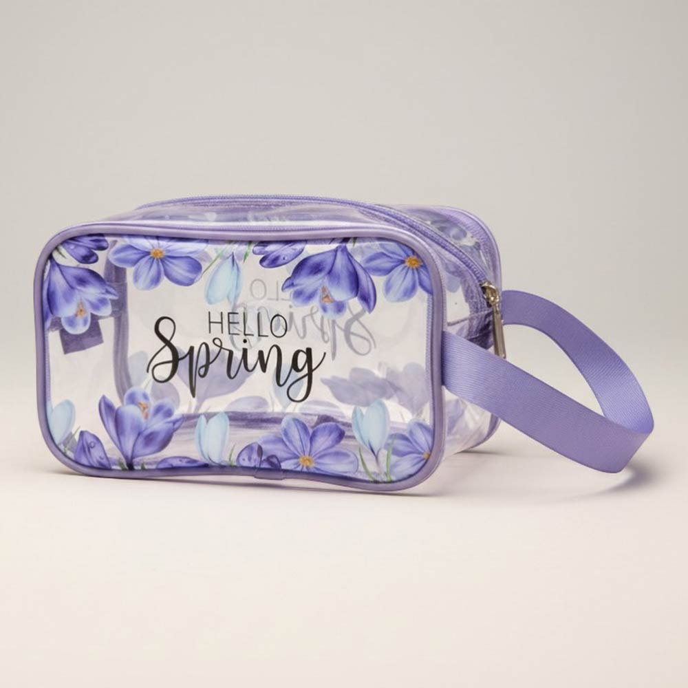 12-Pack Floral Clear Cosmetic Pouches