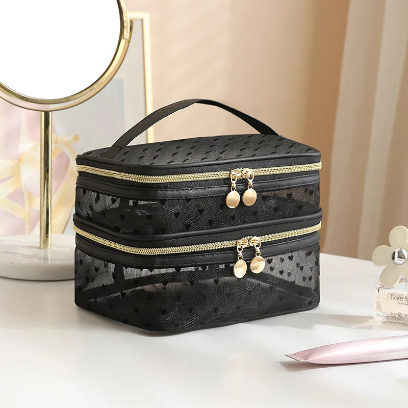 Double-Layer Mesh Makeup Organizer