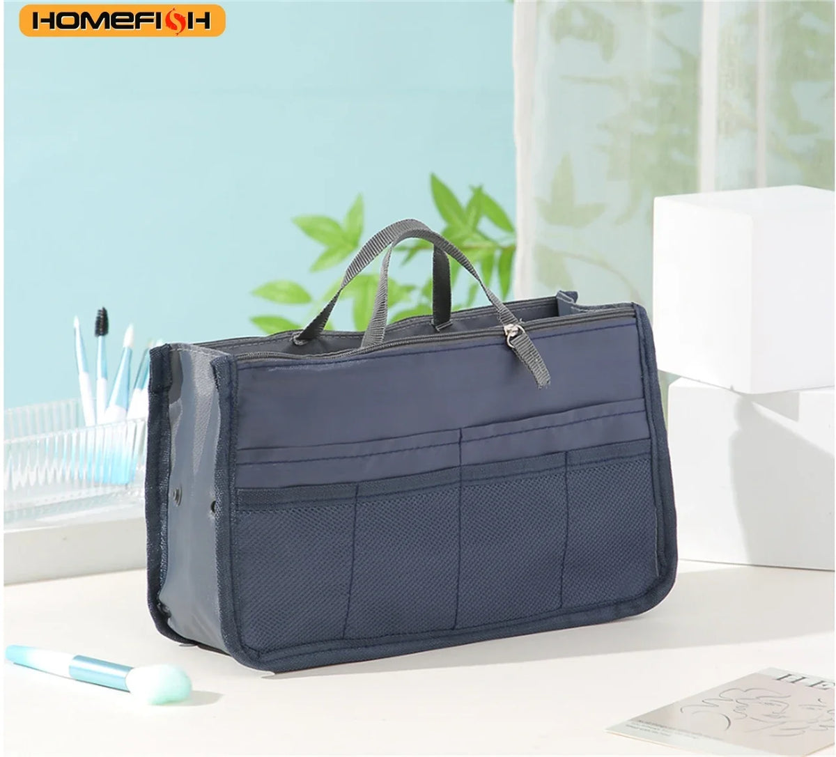 HOMEFISH Multi-Pocket Makeup Bag