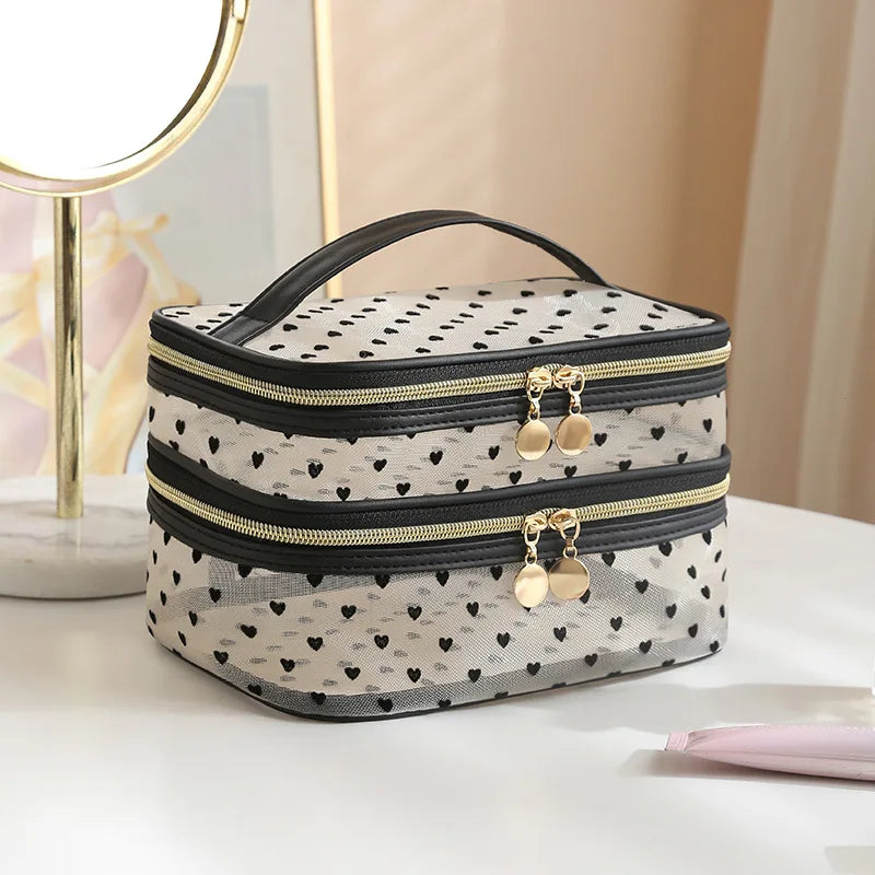 Double-Layer Mesh Makeup Organizer