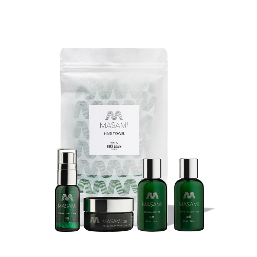 MASAMI Salon Hair Bundle with travel haircare and hair towel