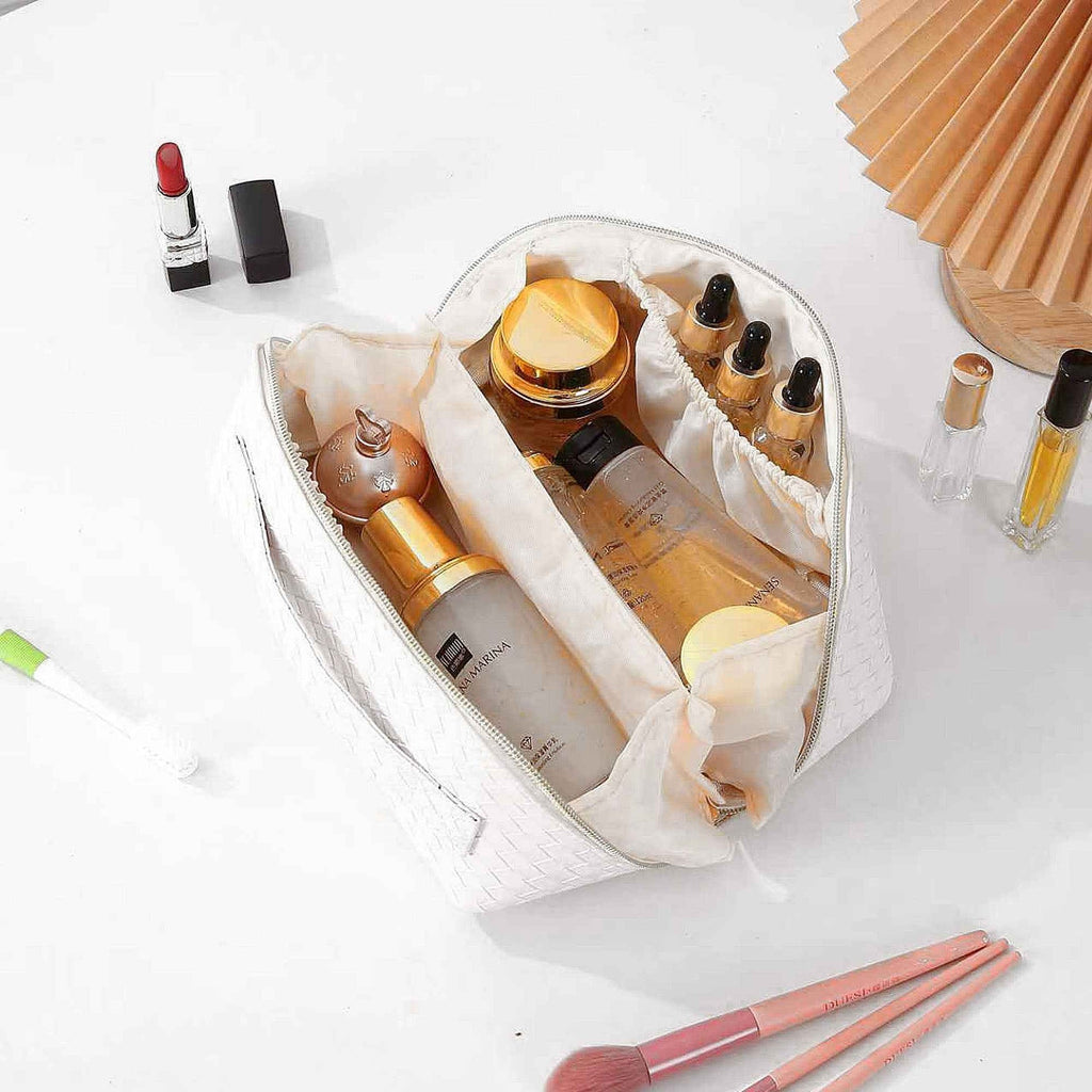 Travel makeup organizer with brush slot — detail view