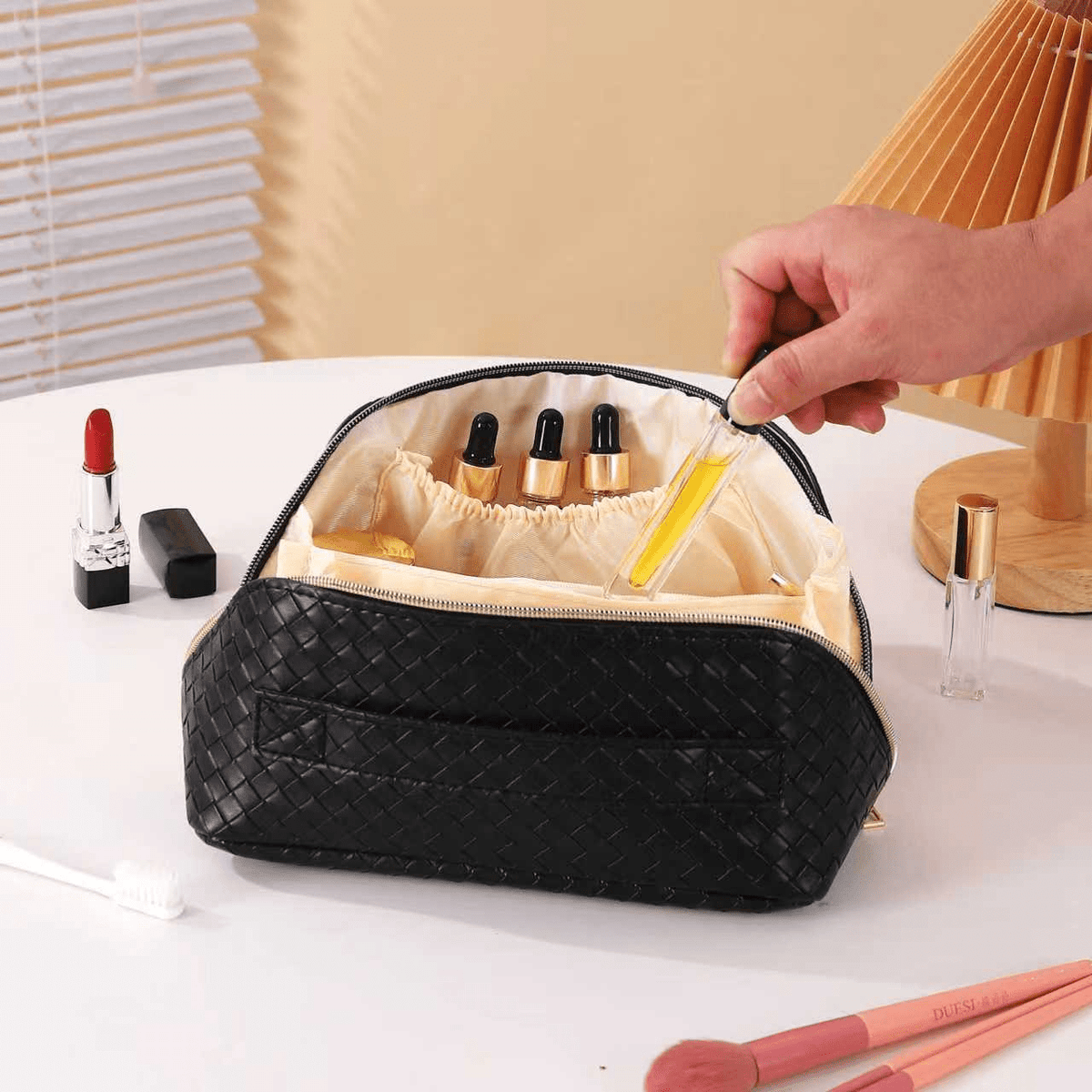 Compact cosmetic travel organizer — alternate product view