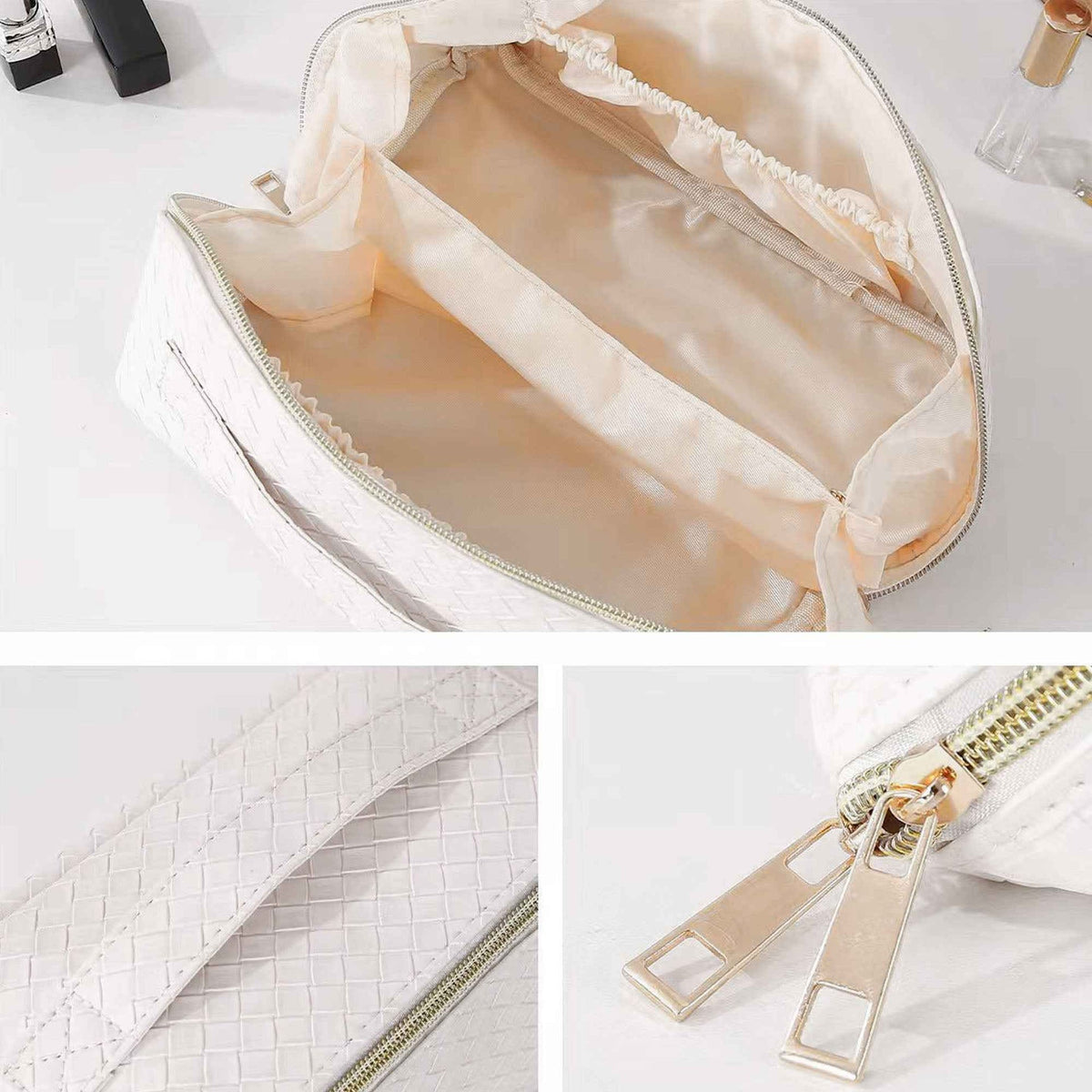 Compact travel cosmetic organizer — alternate angle