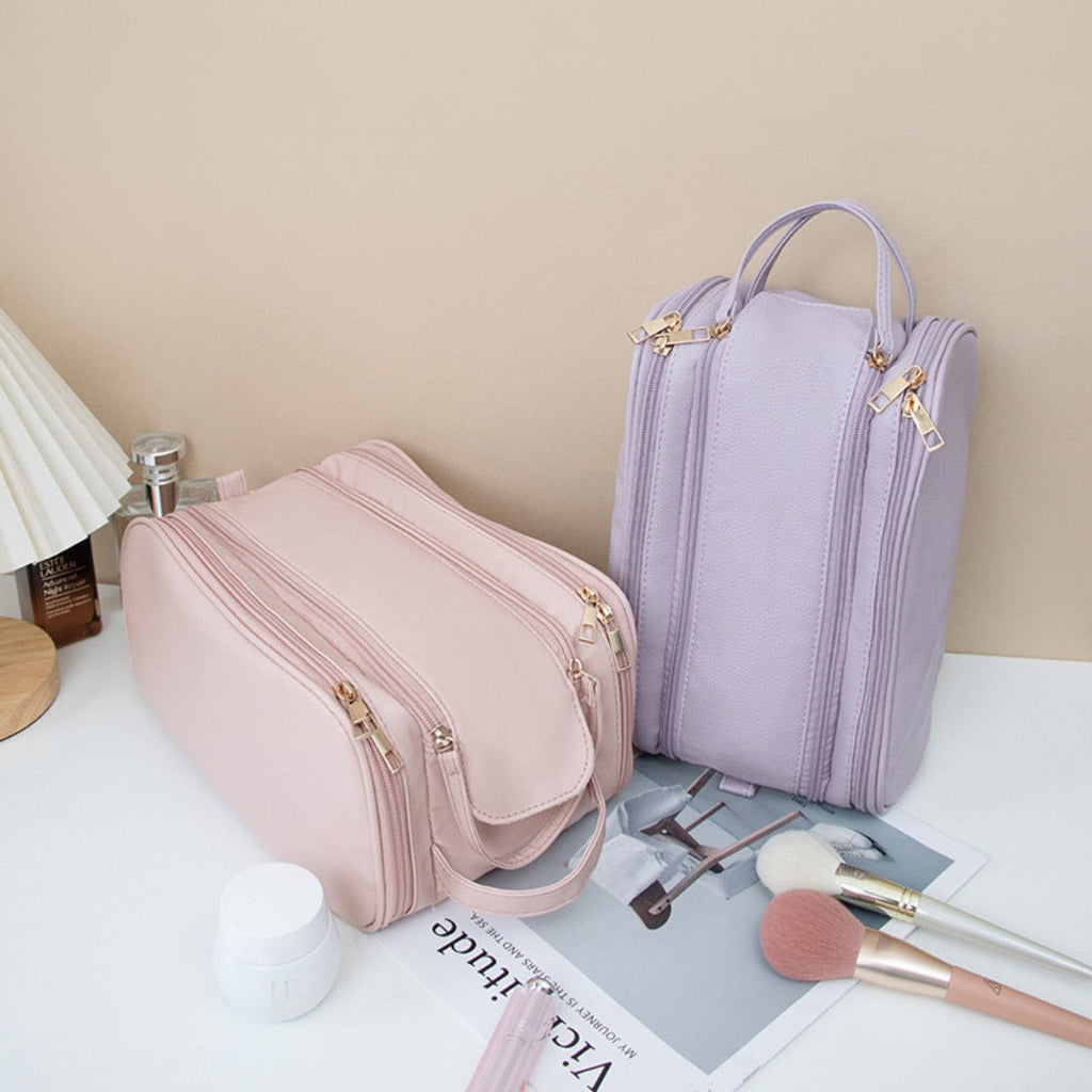 Travel cosmetic bag with separated storage sections