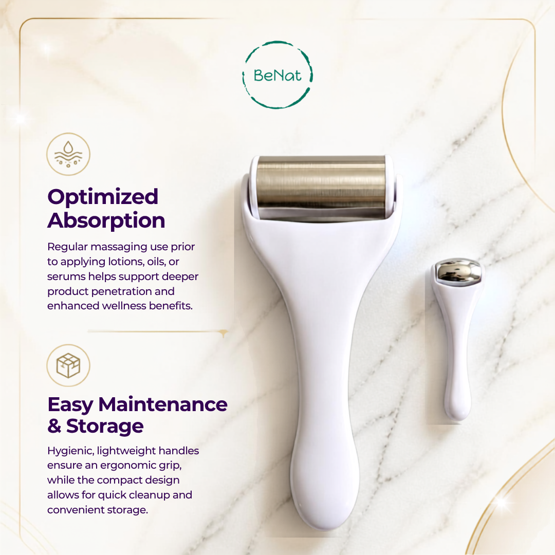 Reusable stainless-steel ice rollers for skincare routines