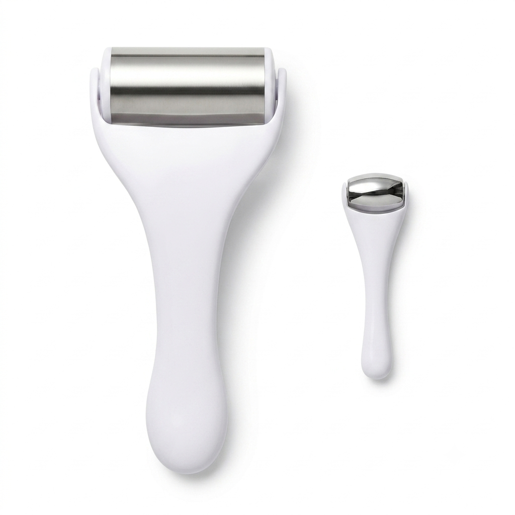 Two-piece stainless-steel face and body ice roller set