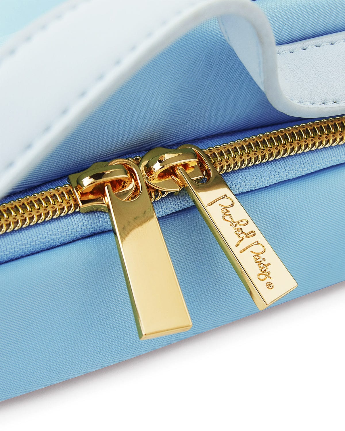 Double-zip closure detail on Packed Party travel cosmetic bag